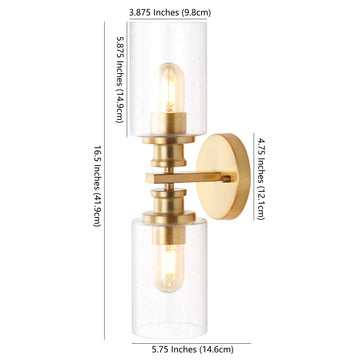 Jules Edison 16.5" Cylinder Iron/Seeded Glass Farmhouse Contemporary LED Wall Sconce